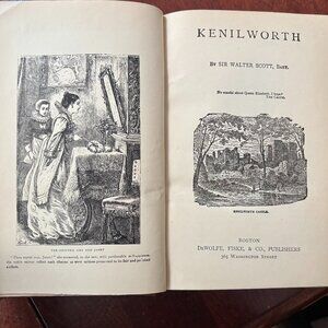 Vintage Book, Kenilworth by Sir Walter Scott, 5 1/4 x 7 3/4, Brown